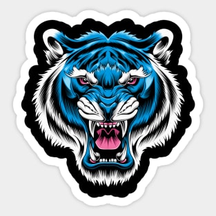 Blue Tiger Head Sticker